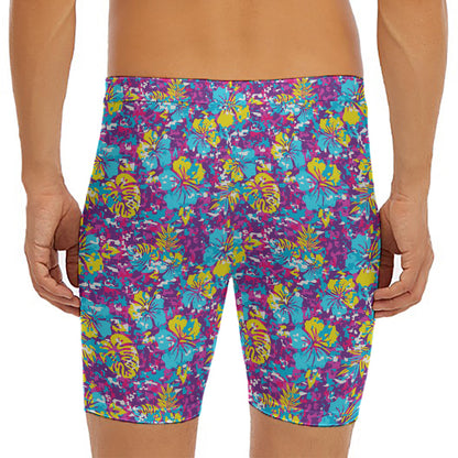 Colorful Aloha Camouflage Flower Print Men's Long Boxer Briefs