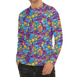 Colorful Aloha Camouflage Flower Print Men's Long Sleeve Rash Guard