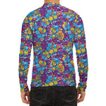 Colorful Aloha Camouflage Flower Print Men's Long Sleeve Rash Guard