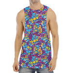 Colorful Aloha Camouflage Flower Print Men's Muscle Tank Top