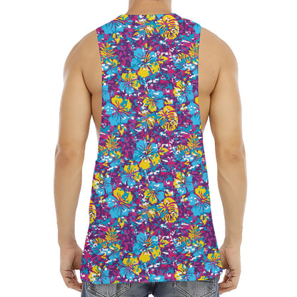 Colorful Aloha Camouflage Flower Print Men's Muscle Tank Top