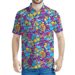 Colorful Aloha Camouflage Flower Print Men's Polo Shirt