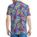 Colorful Aloha Camouflage Flower Print Men's Polo Shirt
