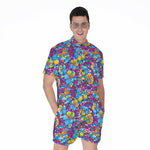 Colorful Aloha Camouflage Flower Print Men's Rompers