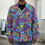 Colorful Aloha Camouflage Flower Print Men's Shirt Jacket