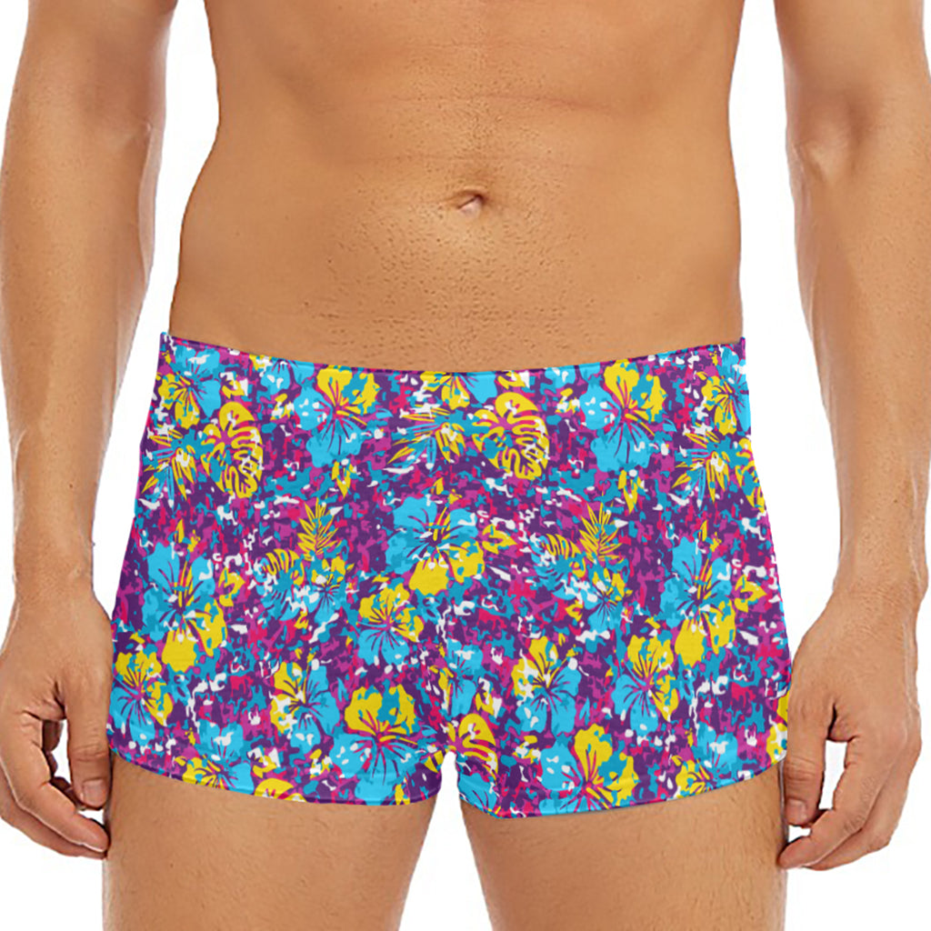 Colorful Aloha Camouflage Flower Print Men's Short Boxer Briefs