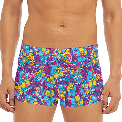 Colorful Aloha Camouflage Flower Print Men's Short Boxer Briefs