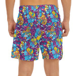 Colorful Aloha Camouflage Flower Print Men's Split Running Shorts