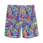 Colorful Aloha Camouflage Flower Print Men's Sports Shorts