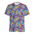 Colorful Aloha Camouflage Flower Print Men's Athletic T-Shirt