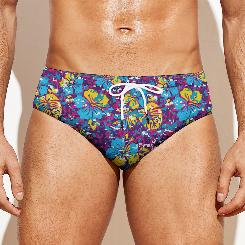 Colorful Aloha Camouflage Flower Print Men's Swim Briefs