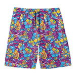 Colorful Aloha Camouflage Flower Print Men's Swim Trunks