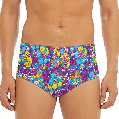 Colorful Aloha Camouflage Flower Print Men's Triangle Swim Briefs