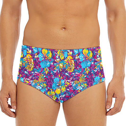 Colorful Aloha Camouflage Flower Print Men's Triangle Swim Briefs