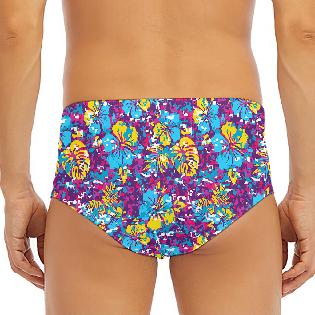 Colorful Aloha Camouflage Flower Print Men's Triangle Swim Briefs