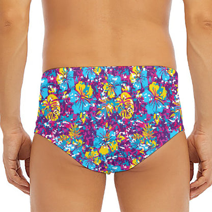 Colorful Aloha Camouflage Flower Print Men's Triangle Swim Briefs