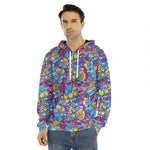 Colorful Aloha Camouflage Flower Print Men's Velvet Pullover Hoodie
