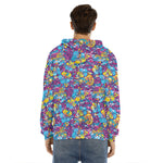 Colorful Aloha Camouflage Flower Print Men's Velvet Pullover Hoodie