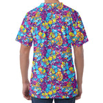 Colorful Aloha Camouflage Flower Print Men's Velvet T-Shirt