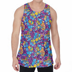 Colorful Aloha Camouflage Flower Print Men's Velvet Tank Top