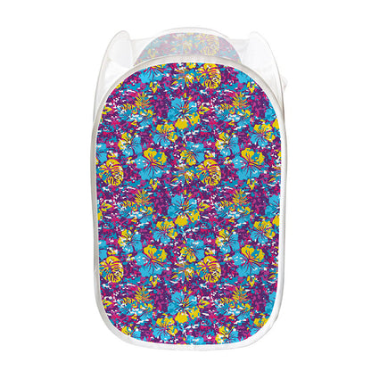 Colorful Aloha Camouflage Flower Print Mesh Laundry Hamper