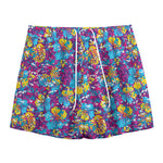 Colorful Aloha Camouflage Flower Print Mesh Shorts