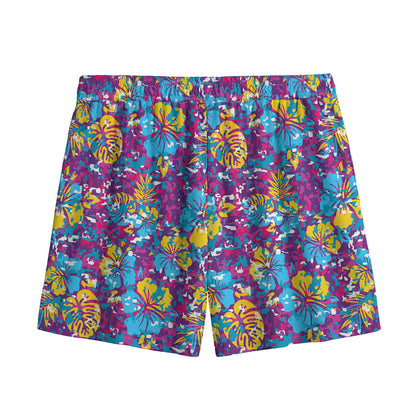 Colorful Aloha Camouflage Flower Print Mesh Shorts