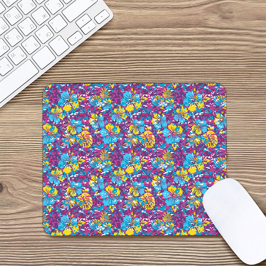 Colorful Aloha Camouflage Flower Print Mouse Pad