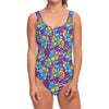 Colorful Aloha Camouflage Flower Print One Piece Swimsuit