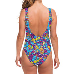 Colorful Aloha Camouflage Flower Print One Piece Swimsuit