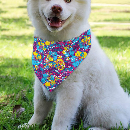 Colorful Aloha Camouflage Flower Print Over The Collar Dog Bandana