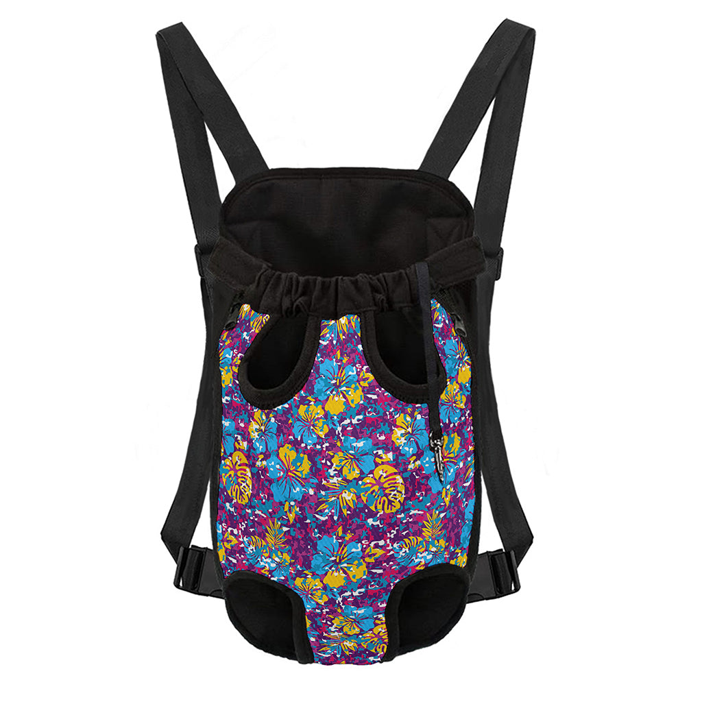 Colorful Aloha Camouflage Flower Print Pet Carrier Backpack
