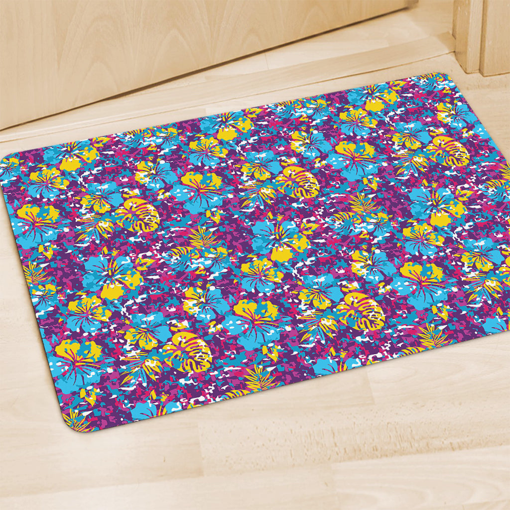 Colorful Aloha Camouflage Flower Print Polyester Doormat