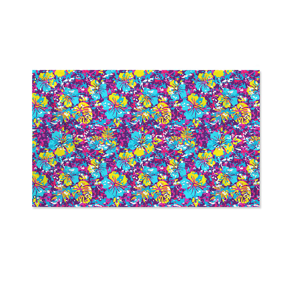 Colorful Aloha Camouflage Flower Print Polyester Flag