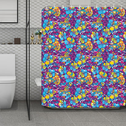 Colorful Aloha Camouflage Flower Print Polyester Shower Curtain