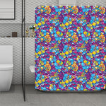 Colorful Aloha Camouflage Flower Print Polyester Shower Curtain