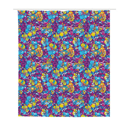 Colorful Aloha Camouflage Flower Print Polyester Shower Curtain