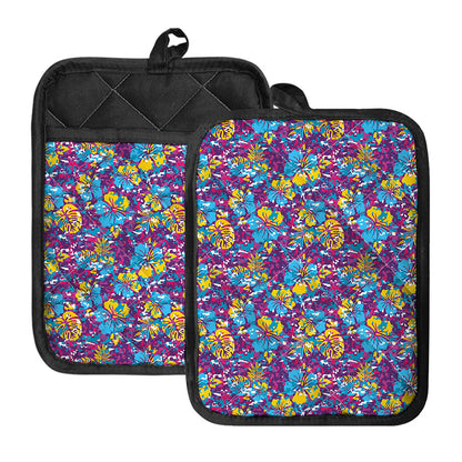 Colorful Aloha Camouflage Flower Print Pot Holders With Pocket