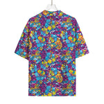 Colorful Aloha Camouflage Flower Print Rayon Hawaiian Shirt