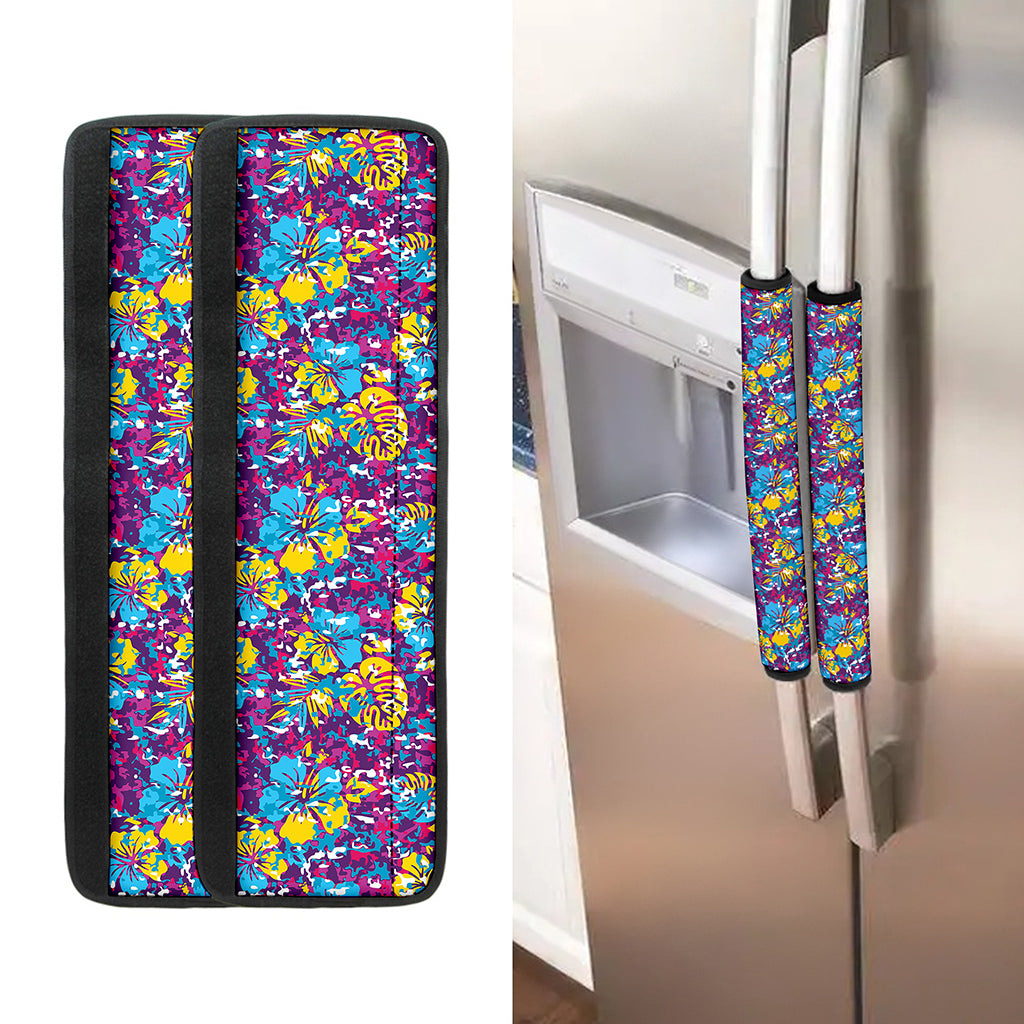 Colorful Aloha Camouflage Flower Print Refrigerator Handle Covers