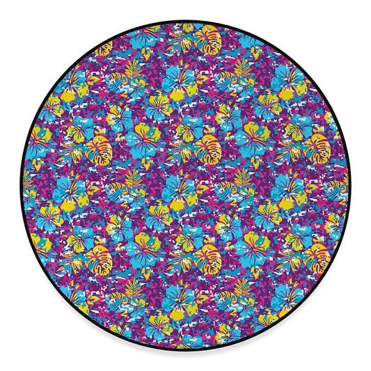 Colorful Aloha Camouflage Flower Print Round Floor Mat