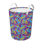 Colorful Aloha Camouflage Flower Print Round Laundry Basket