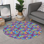 Colorful Aloha Camouflage Flower Print Round Rug