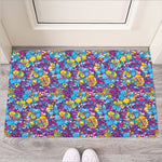 Colorful Aloha Camouflage Flower Print Rubber Doormat