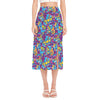 Colorful Aloha Camouflage Flower Print Side Slit Midi Skirt