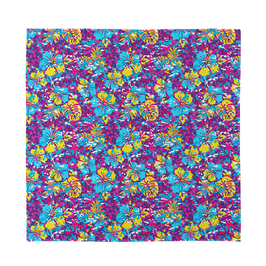 Colorful Aloha Camouflage Flower Print Silk Bandana