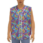 Colorful Aloha Camouflage Flower Print Sleeveless Baseball Jersey