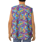 Colorful Aloha Camouflage Flower Print Sleeveless Baseball Jersey