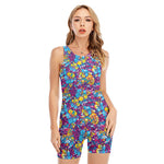 Colorful Aloha Camouflage Flower Print Sleeveless One Piece Swimsuit