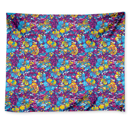 Colorful Aloha Camouflage Flower Print Tapestry